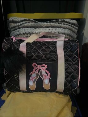 Quilted Black and Pink Ballerina Tote Bag